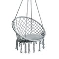 Snow Joe Bliss Hammocks Macrame Swing Chair w Fringe  Padded Cushion BHC-102GRY